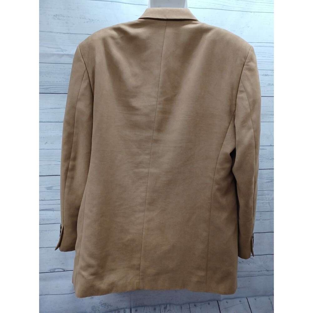 CHAPS Men's Faux Suede Blazer Jacket Sport Coat Camel Tan Ralph Lauren 42L - Picture 3 of 10